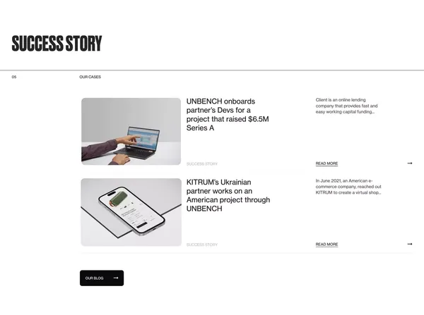 Unbench - Landing design inspiration