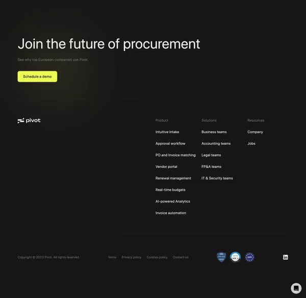 Unlock the power of modern Procurement | Pivot - Landing design inspiration