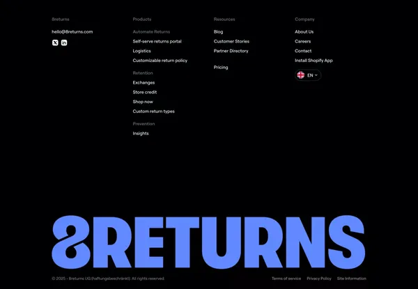 8returns: Smart returns management, loyal customers - Landing design inspiration