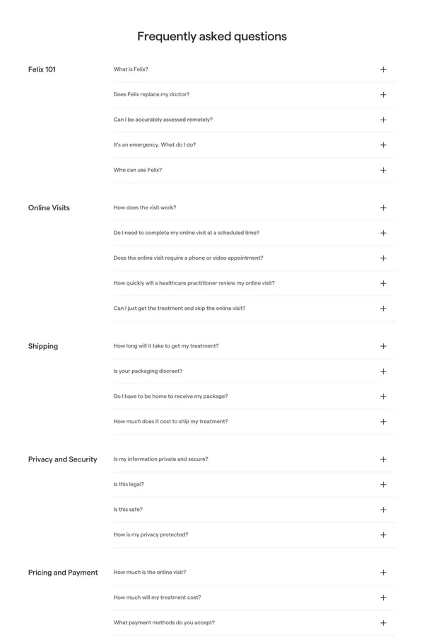 Felix | On-Demand Treatment & Online Prescriptions For Everyday Health - Landing design inspiration