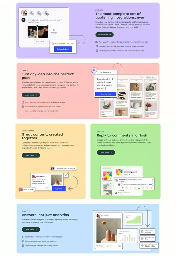 Buffer: Social media management for everyone - Landing design inspiration