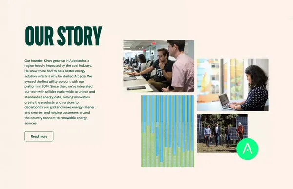 Arcadia | We’re here to help energy clean up its act. - Landing design inspiration