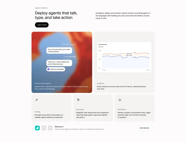Free AI Voice Generator & Voice Agents Platform | ElevenLabs - Landing design inspiration