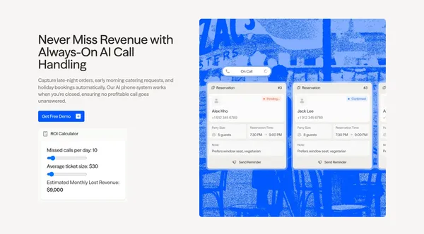 Maple | Voice AI That Answers Calls & Takes Orders for Restaurants - Landing design inspiration