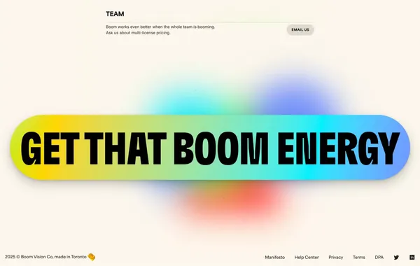 Get the Boom App: Bring the Boom to every video call - Landing design inspiration