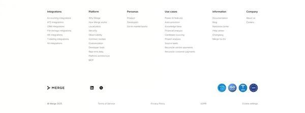 Merge - One Unified API for all HR, Payroll, Accounting, Ticketing, CRM, ATS, and File Storage Integrations. - Landing design inspiration