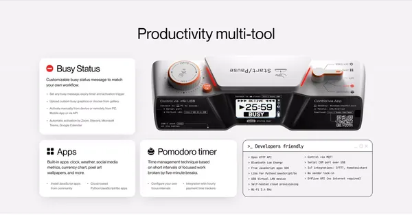 Busy Status Bar — Productivity Multi-tool Device with an LED pixel screen - Landing design inspiration