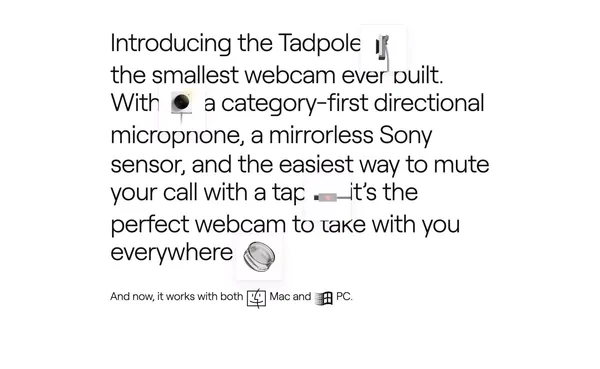 Opal Tadpole — The first portable webcam - Landing design inspiration