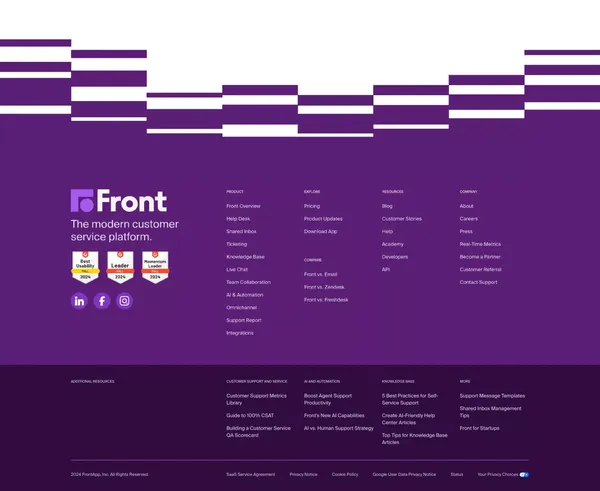 Front - The Platform for Exceptional Customer Service at Scale - Landing design inspiration