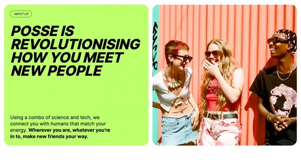 POSSE | Where friendship begins - Landing design inspiration