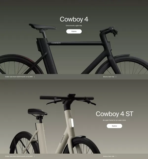Cowboy - Electric Bike for Urban Riders - Landing design inspiration