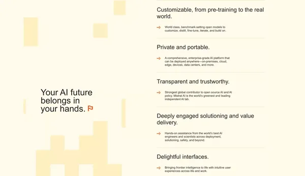Mistral AI | Frontier AI in your hands - Landing design inspiration