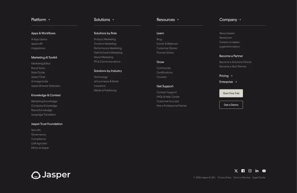 AI that’s built for marketing – Jasper - Landing design inspiration