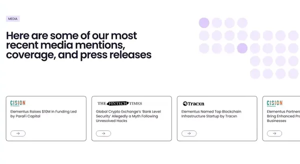 Elementus | The Data-driven Blockchain Intelligence Platform - Landing design inspiration