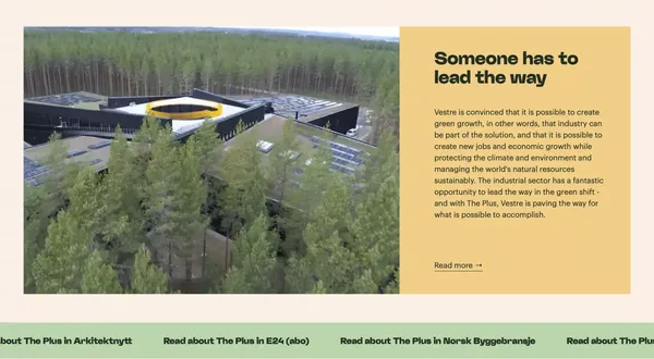 Vestre will build the world's most environmentally friendly furniture factory - Landing design inspiration