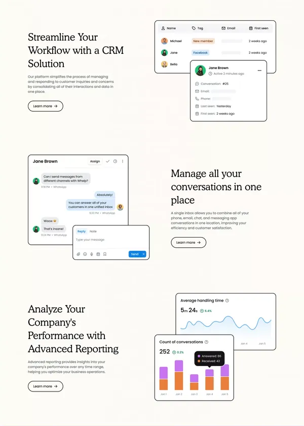 Whelp - Customer Support Platform | Home - Omnichannel Inbox with AI Capabilities - Landing design inspiration