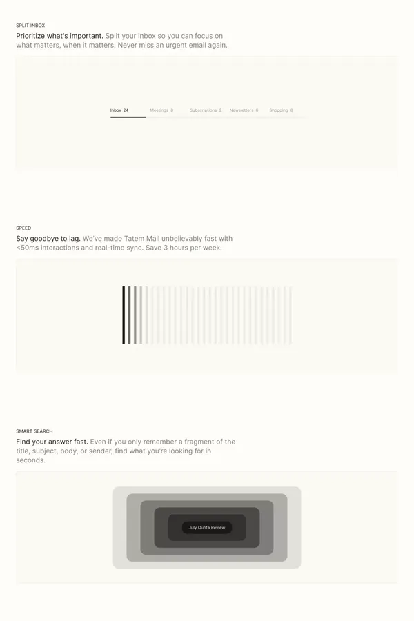 Smart email built for speed - Tatem - Landing design inspiration
