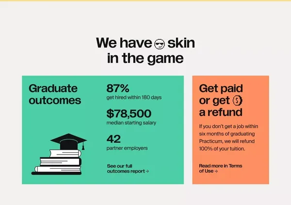 Practicum: online part-time coding bootcamps | Software Engineering, Data Analytics, Data Science, QA Engineering - Landing design inspiration