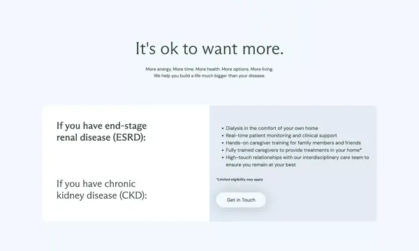Decibel Health – Kidney Lifestyle Platform - Landing design inspiration