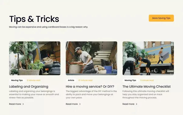 Movejoy | Rent Moving Boxes in Tampa & St. Pete and save money! - Landing design inspiration