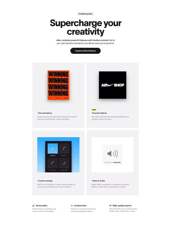 Jitter ·  A fast and simple motion design tool on the web - Landing design inspiration