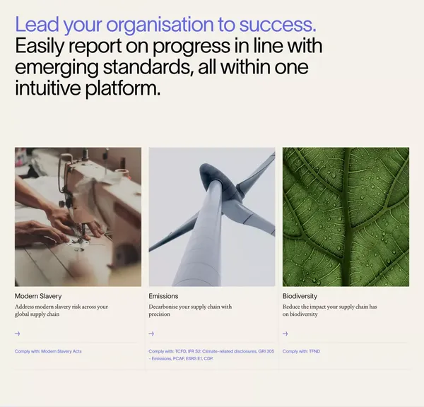Fair Supply - Cloud-based ESG Risk Management and Compliance - Landing design inspiration