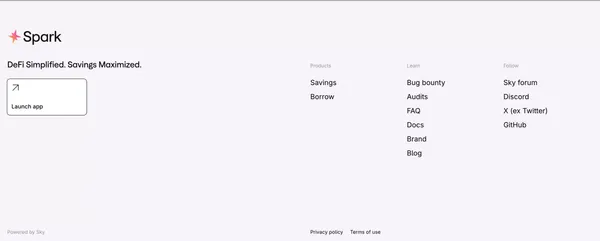 Spark: Earn on your stablecoins - Landing design inspiration