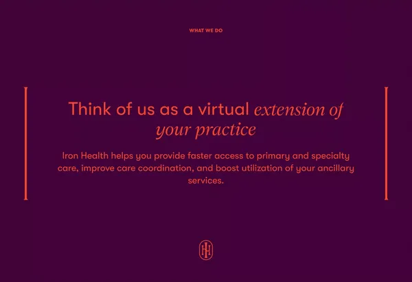 Iron Health | A virtual extension of the OBGYN - Landing design inspiration