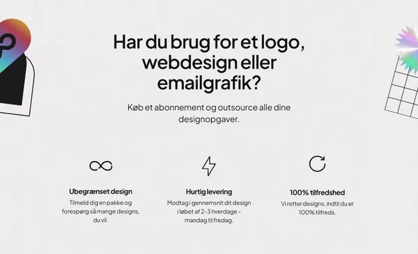 Design Abonnement til fast pris | Alt grafik | 2-3 dages levering | Ubegrænset rettelser | Webflow Danmark - Landing design inspiration
