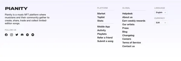 Pianity - Stream & Collect unique Musical Experiences - Landing design inspiration
