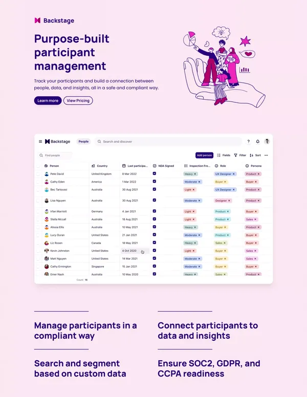 Customer knowledge platform - Dovetail - Landing design inspiration