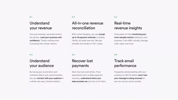 Payments, tax & subscriptions for software companies • Lemon Squeezy - Landing design inspiration