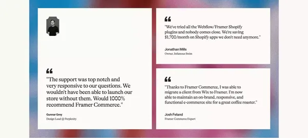 Framer Commerce | Shopify x Framer - Landing design inspiration