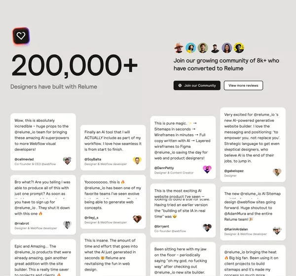 Relume — Websites designed & built faster with AI | AI website builder - Landing design inspiration