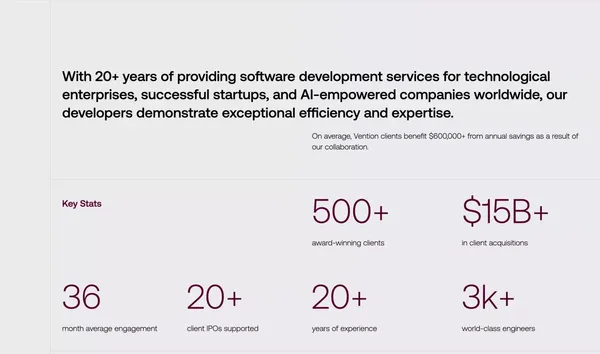 Software Development Company | Vention - Landing design inspiration
