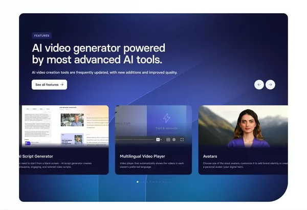 Free AI Video Generator - Create AI Videos in 140 Languages - Landing design inspiration