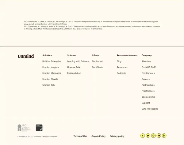 Unmind | Wellbeing that works - Landing design inspiration