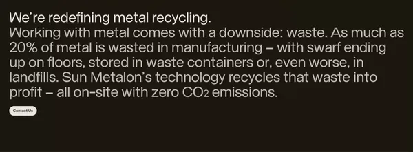Turn your metal waste into revenue – Sun Metalon - Landing design inspiration