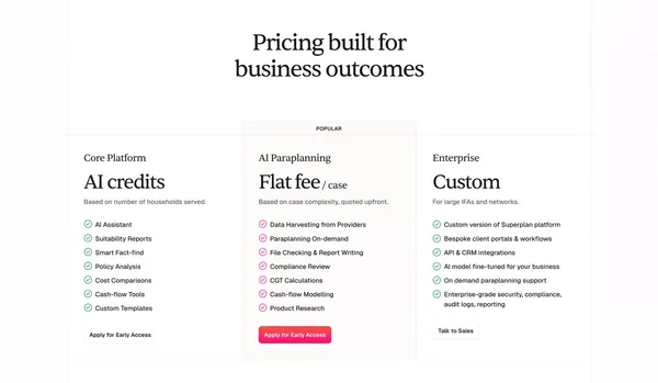Superplan | AI Paraplanner at your service - Landing design inspiration