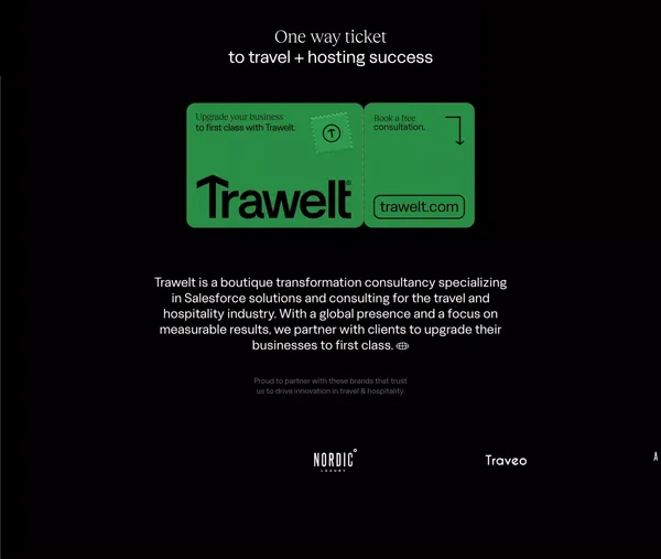 Trawelt - A specialized Salesforce consultancy for travel and hospitality. - Landing design inspiration