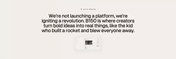 B150 —  The professional social network for Gen AI builders and creators - Landing design inspiration
