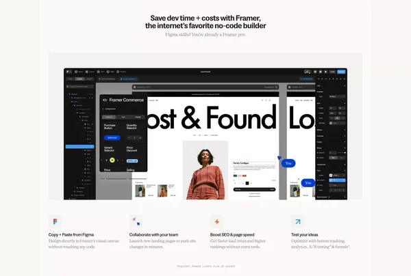 Framer Commerce | Shopify x Framer - Landing design inspiration