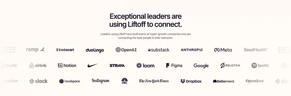 Liftoff | Find incredible people, through people you trust - Landing design inspiration