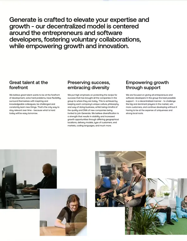 Generate Group - Landing design inspiration