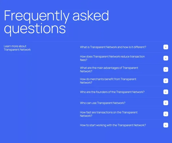 Real time payments 24/7 with Transparent Network - Landing design inspiration