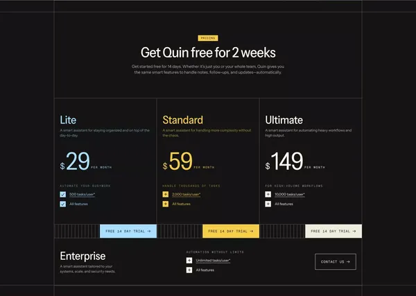 Quin — Meet your dream assistant - Landing design inspiration
