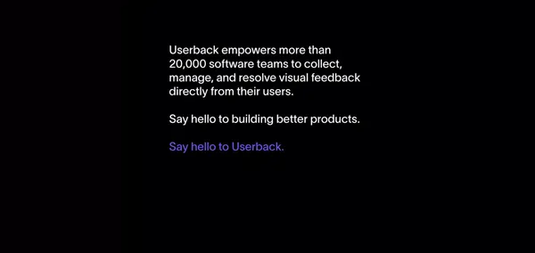 Userback | Put the user back in product development - Landing design inspiration