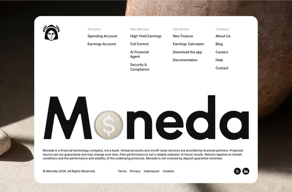 Moneda | Self-Custodial Neo Finance - Landing design inspiration