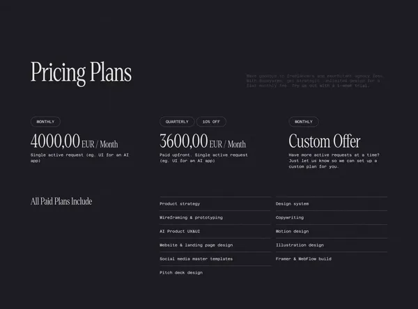 Subsystem - Design as a Subscription - Landing design inspiration