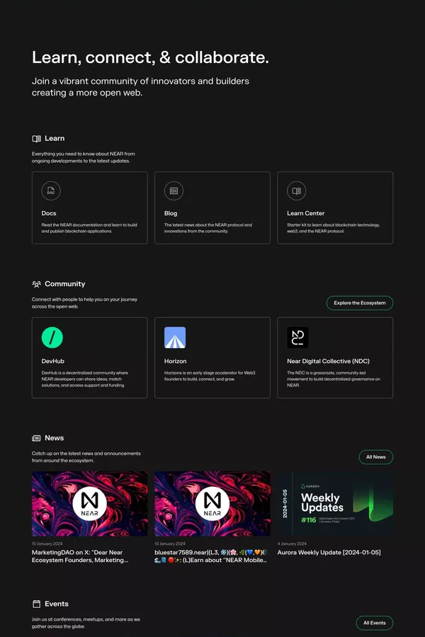 NEAR | The OS for an Open Web - Landing design inspiration